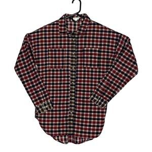 Honey Punch Shirt Womens Medium Red Black Plaid Button Up Long Sleeve Flannel